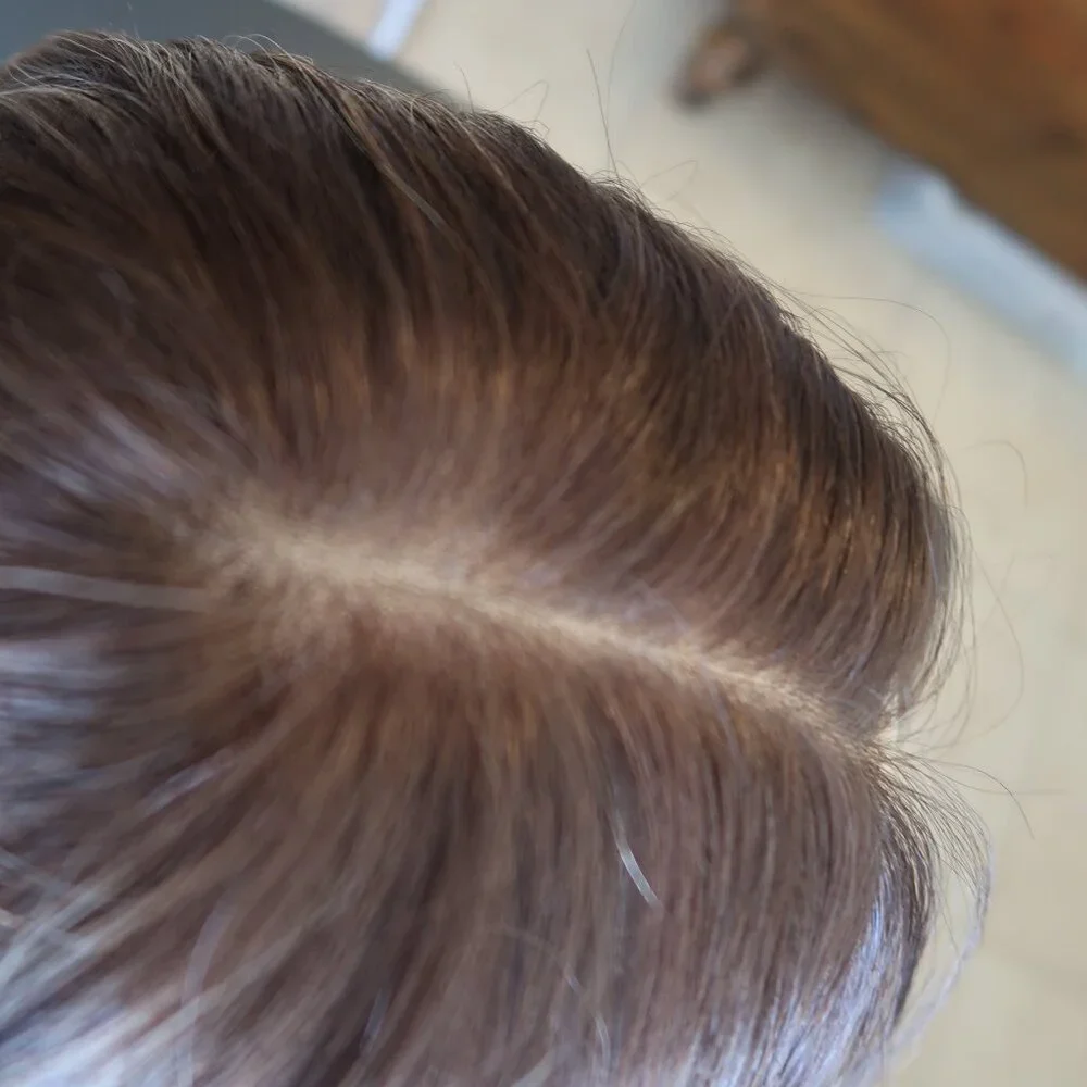 LeBeauty Human Hair Brunette Wig with Highlights - Picture 11 of 16
